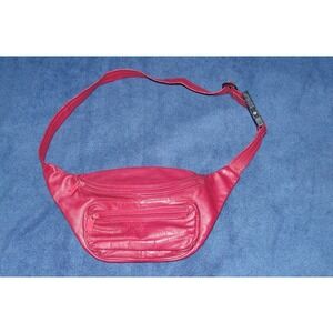 Vintage 90s Red Leather Belt Bag Fanny Pack High Quality ITW Nexus Fasteners EUC